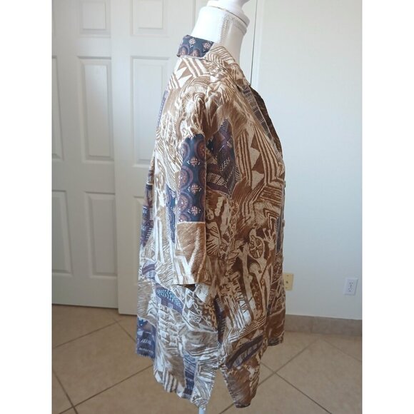 Options Melarose Womens Blouse Shirt Button Up Collared 100% Silk Short Sleeve - Picture 3 of 15